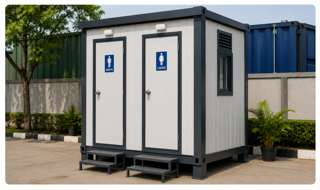 Portable Toilet Cabin Manufacturer in Gujarat – Prefabricated Toilet Cabin for Construction Sites and Industrial Facilities